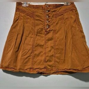 Anthropologie Briony Mini Skirt Size 4 Burnt Orange Button Fly Pockets Pumpkin